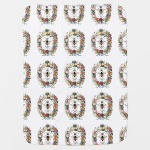 MODERN VINTAGE BOTANICAL QUEEN BEE BABY BLANKET