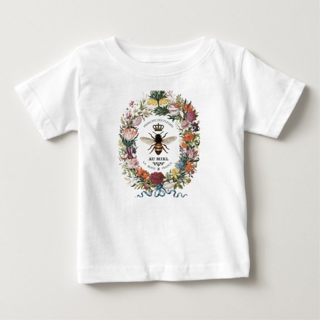 MODERN VINTAGE BOTANICAL QUEEN BEE BABY T-Shirt (Front)