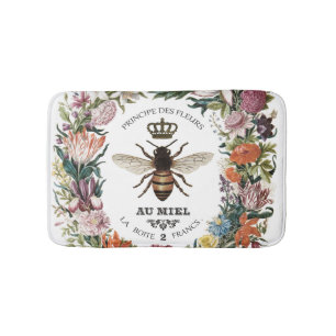 MODERN VINTAGE BOTANICAL QUEEN BEE BATH MAT
