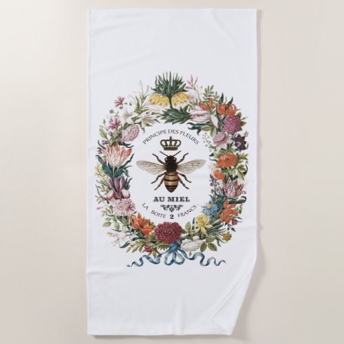 MODERN VINTAGE BOTANICAL QUEEN BEE BEACH TOWEL