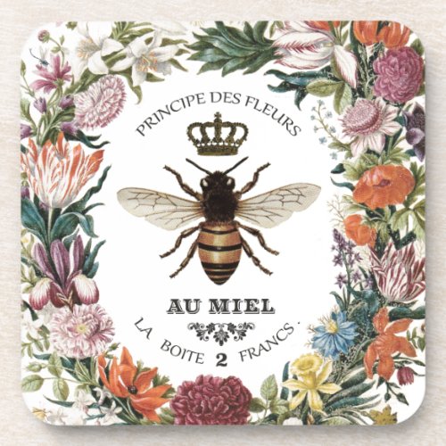 MODERN VINTAGE BOTANICAL QUEEN BEE BEVERAGE COASTER