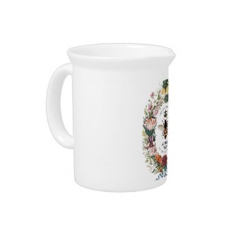Modern Vintage Botanical Queen Bee Beverage Pitcher by GIFTSBYHEATHERMYERS at Zazzle