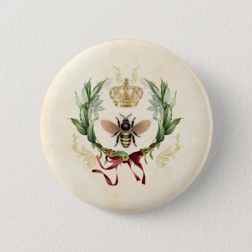 Modern Vintage Botanical Queen Bee Button