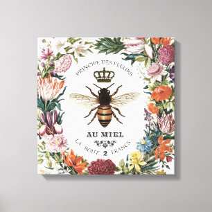 MODERN VINTAGE BOTANICAL QUEEN BEE CANVAS PRINT