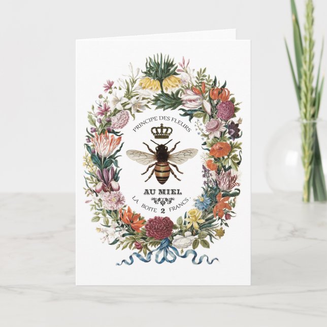 MODERN VINTAGE BOTANICAL QUEEN BEE CARD (Front)