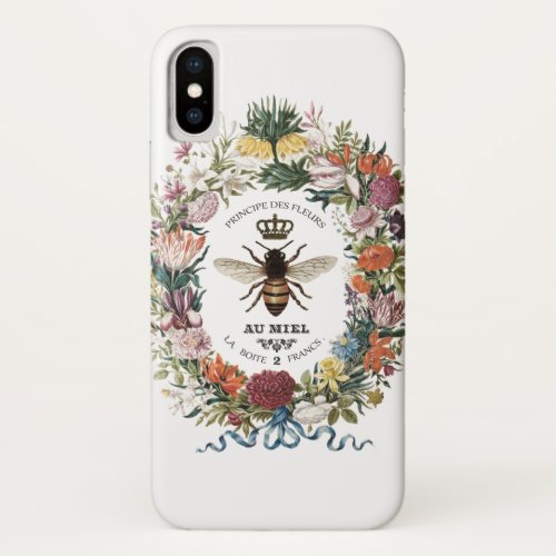 MODERN VINTAGE BOTANICAL QUEEN BEE iPhone X CASE