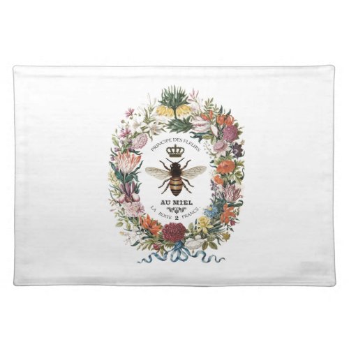 MODERN VINTAGE BOTANICAL QUEEN BEE CLOTH PLACEMAT