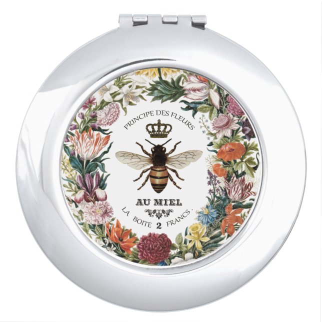 MODERN VINTAGE BOTANICAL QUEEN BEE COMPACT MIRROR (Front)