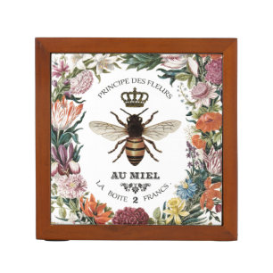 MODERN VINTAGE BOTANICAL QUEEN BEE DESK ORGANIZER