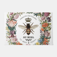 MODERN VINTAGE BOTANICAL QUEEN BEE DOORMAT