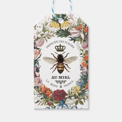 MODERN VINTAGE BOTANICAL QUEEN BEE GIFT TAGS