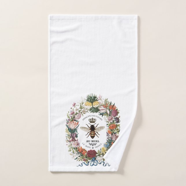 MODERN VINTAGE BOTANICAL QUEEN BEE HAND TOWEL  (Hand Towel)