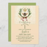 Modern Vintage Botanical Queen Bee                 Invitation