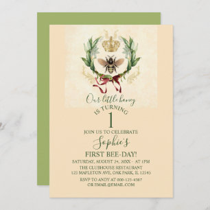 Modern Vintage Botanical Queen Bee Invitation