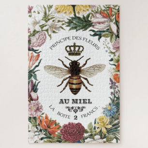 MODERN VINTAGE BOTANICAL QUEEN BEE JIGSAW PUZZLE