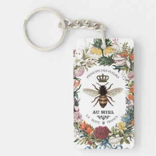 MODERN VINTAGE BOTANICAL QUEEN BEE KEYCHAIN