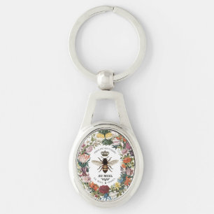 MODERN VINTAGE BOTANICAL QUEEN BEE KEYCHAIN