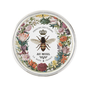 MODERN VINTAGE BOTANICAL QUEEN BEE LAPEL PIN