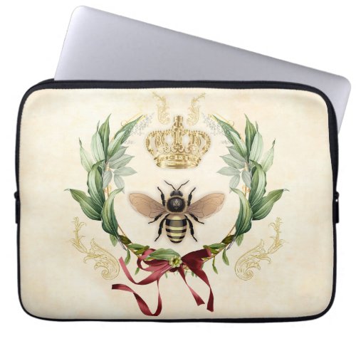 Modern Vintage Botanical Queen Bee Laptop Sleeve