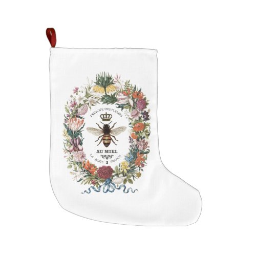 MODERN VINTAGE BOTANICAL QUEEN BEE LARGE CHRISTMAS STOCKING