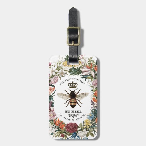 MODERN VINTAGE BOTANICAL QUEEN BEE LUGGAGE TAG