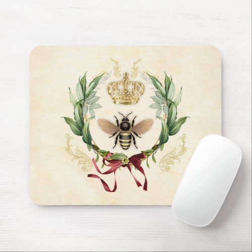 Modern Vintage Botanical Queen Bee Mouse Pad
