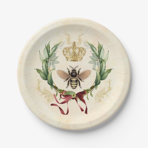 Modern Vintage Botanical Queen Bee Paper Plates