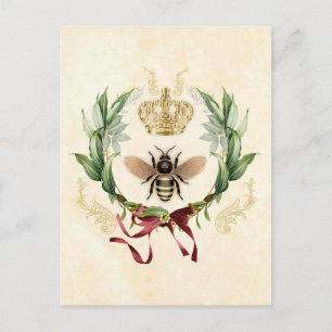 Modern Vintage Botanical Queen Bee Postcard