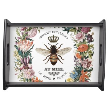 Modern Vintage Botanical Queen Bee Serving Tray by GIFTSBYHEATHERMYERS at Zazzle