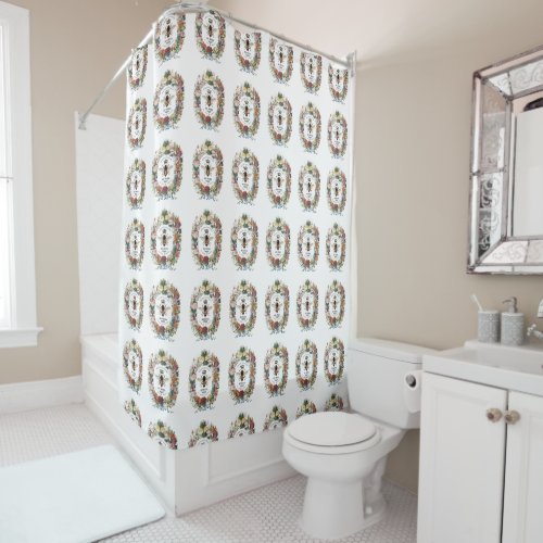 MODERN VINTAGE BOTANICAL QUEEN BEE SHOWER CURTAIN