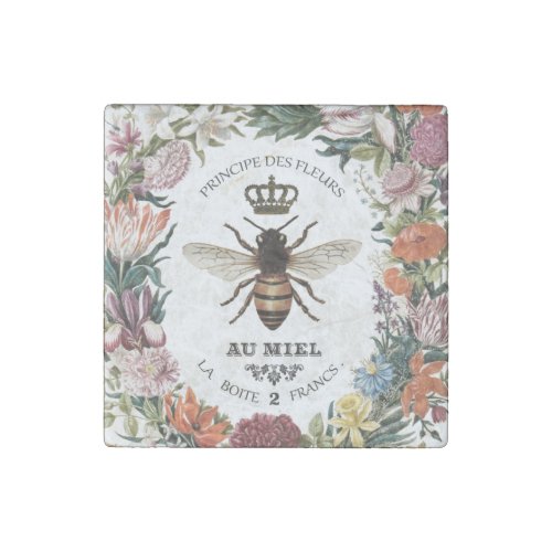 MODERN VINTAGE BOTANICAL QUEEN BEE STONE MAGNET