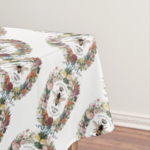 MODERN VINTAGE BOTANICAL QUEEN BEE TABLECLOTH