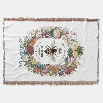 Modern Vintage Botanical Queen Bee Throw Blanket by GIFTSBYHEATHERMYERS at Zazzle