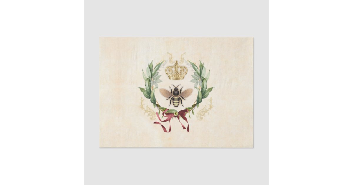 Modern Vintage Botanical Queen Bee Tissue Paper | Zazzle