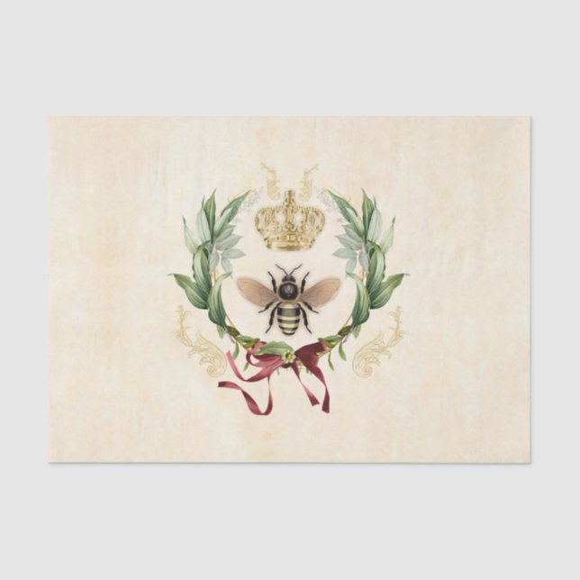 Modern Vintage Botanical Queen Bee                 Tissue Paper (Front)