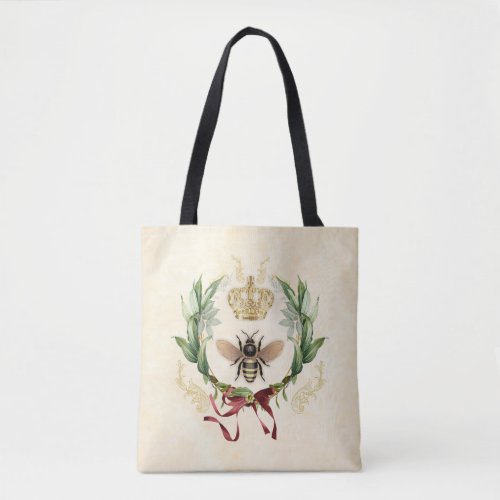 Modern Vintage Botanical Queen Bee Tote Bag