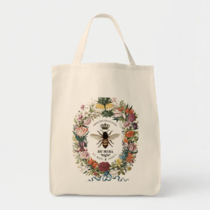 MODERN VINTAGE BOTANICAL QUEEN BEE TOTE BAG