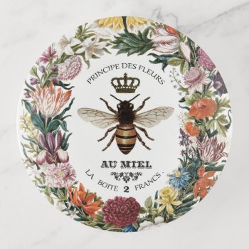 Modern Vintage Botanical Queen Bee Trinket Tray by GIFTSBYHEATHERMYERS at Zazzle