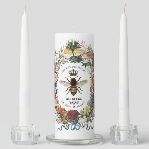 MODERN VINTAGE BOTANICAL QUEEN BEE UNITY CANDLE SET