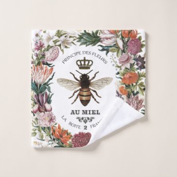 Modern Vintage Botanical Queen Bee Wash Cloth by GIFTSBYHEATHERMYERS at Zazzle