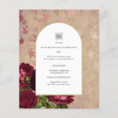 Modern Vintage Botanical Red Roses Wedding Invite (Back)