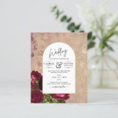 Modern Vintage Botanical Red Roses Wedding Invite (Standing Front)