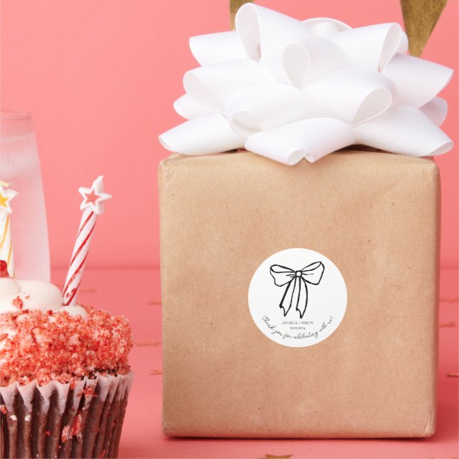Modern Vintage Bow Wedding Favors Sticker & Label (Party)