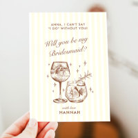 Modern Vintage Brown Bridesmaid Proposal Card