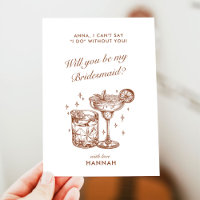 Modern Vintage Brown Bridesmaid Proposal Card