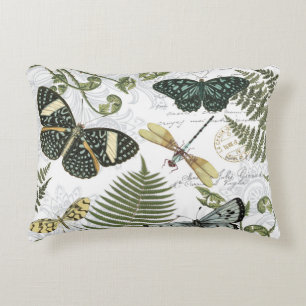 modern vintage butterflies and dragonflies decorative pillow