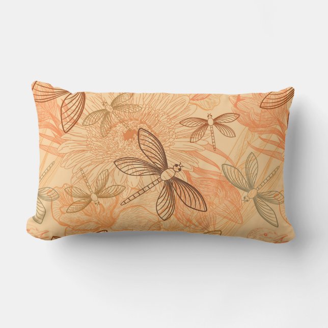 modern vintage butterflies lumbar pillow (Front)