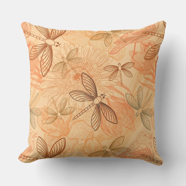 modern vintage butterflies throw pillow (Front)