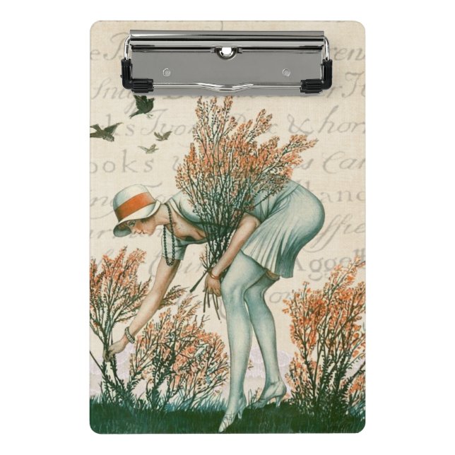 Modern vintage calligraphy script text natural mini clipboard (Front)