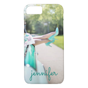 Modern Vintage Car Mint Green High Heels Retro iPhone 8/7 Case